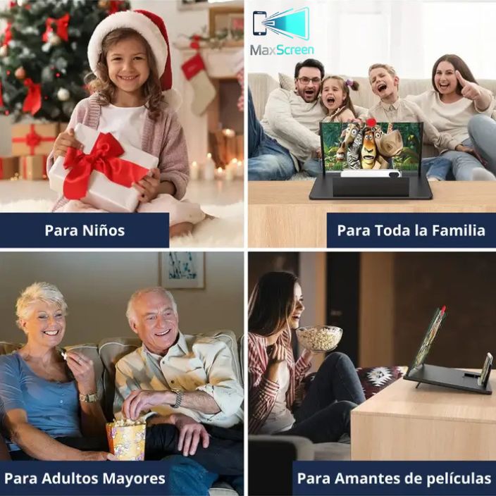 MaxScreen®️ - El Proyector Portátil que Triplica tu Pantalla para Compartir en Familia