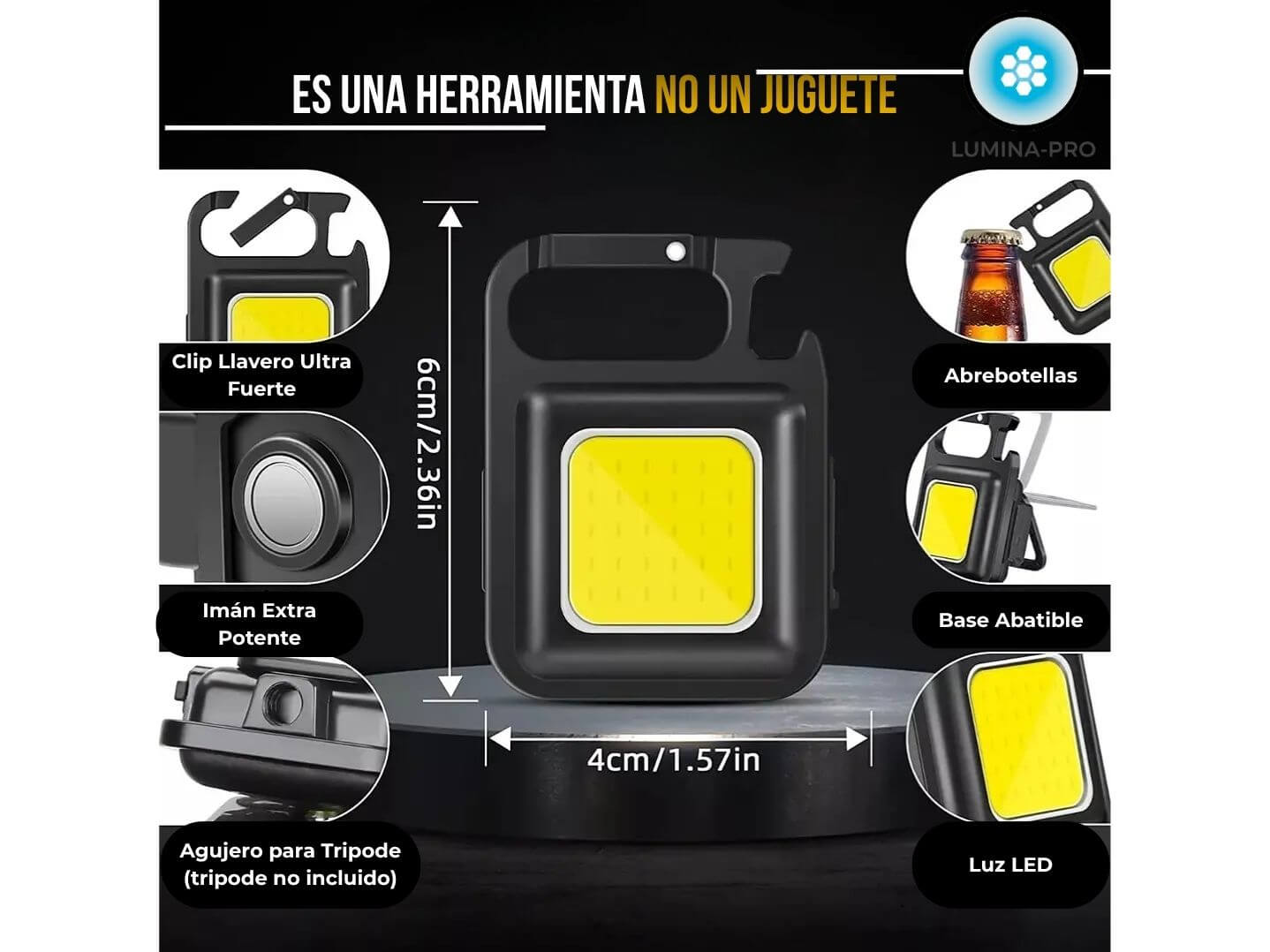 LUMINA- PRO®️ Pack de 2 Llaveros LED 800 Lúmenes. Tu Solución Manos Libres contra la Oscuridad