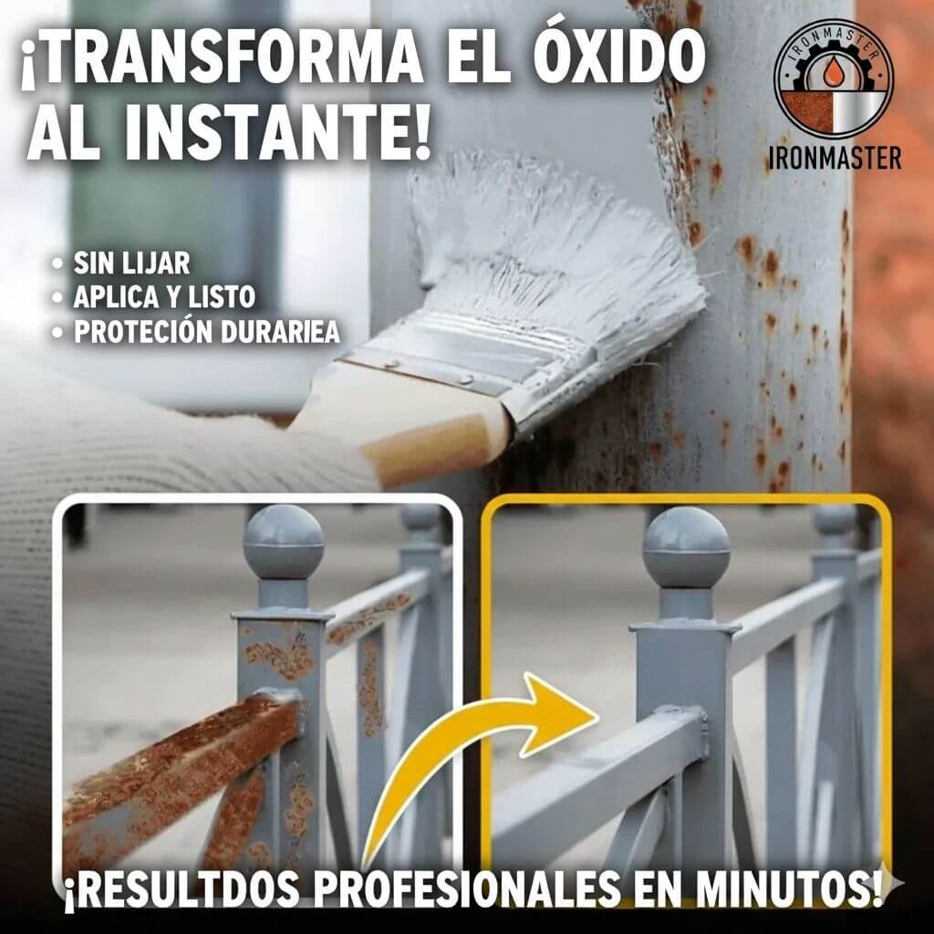 IronMaster®️ - La Pintura que convierte el óxido en una capa protectora duradera y brillante!