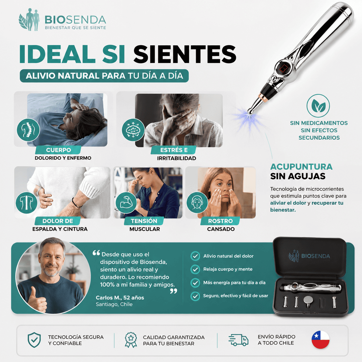 BIÖSENDA®️: Acupuntura de precisión sin agujas y totalmente portátil.