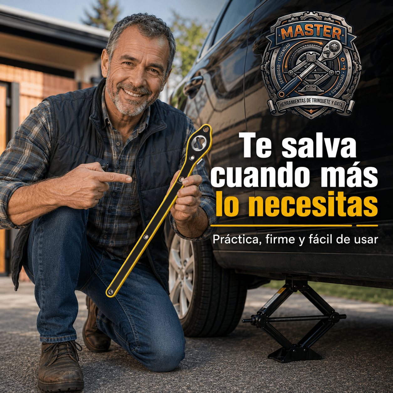 MASTER®:Llave de Trinquete Automotriz La chicharra de acero que te permite levantar tu auto al instante.