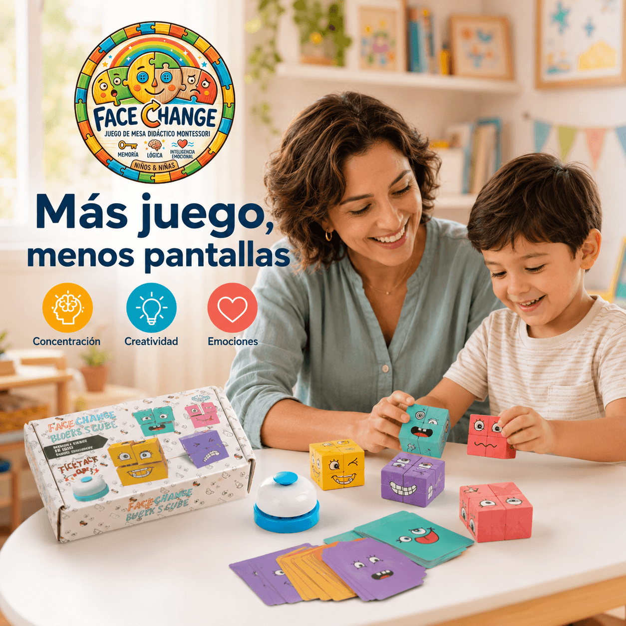 FACE CHANGE®: El juego de mesa Montessori que estimula la mente y creatividad de tus hijos al instante.