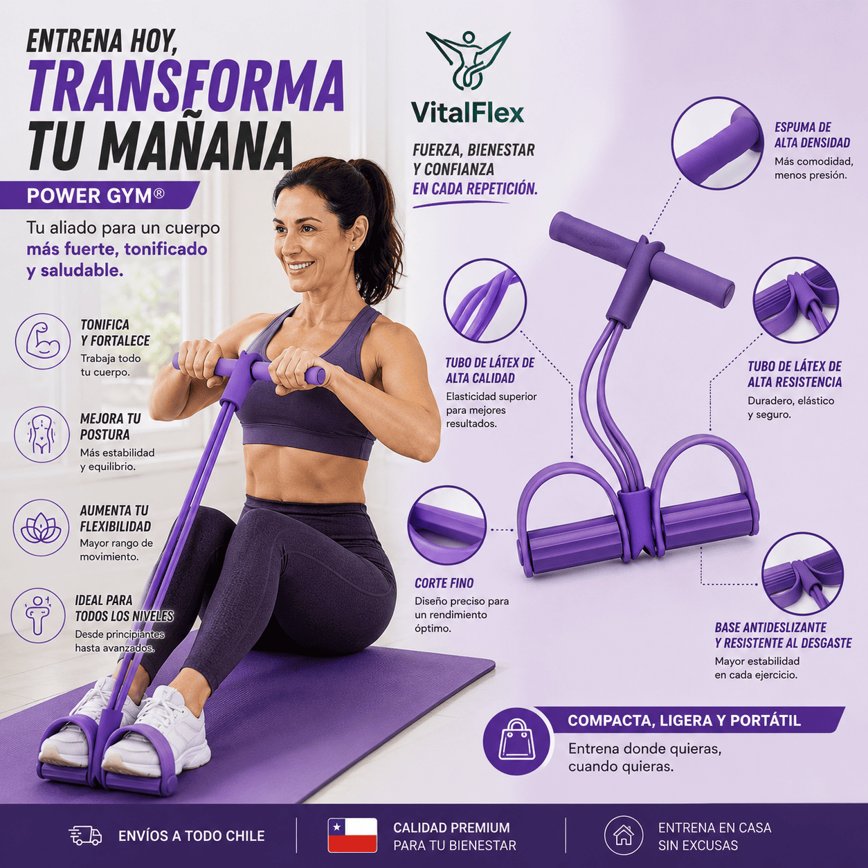 VITALFLEX®️: La banda elástica que convierte cualquier lugar en tu gimnasio personal