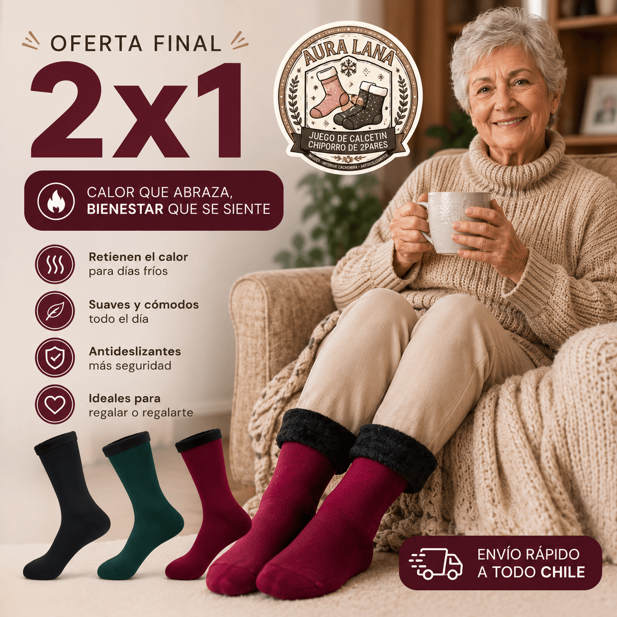 AURA LANA®: Las calcetas térmicas de polar que mantienen tus pies abrigados y cómodos en los días más fríos.