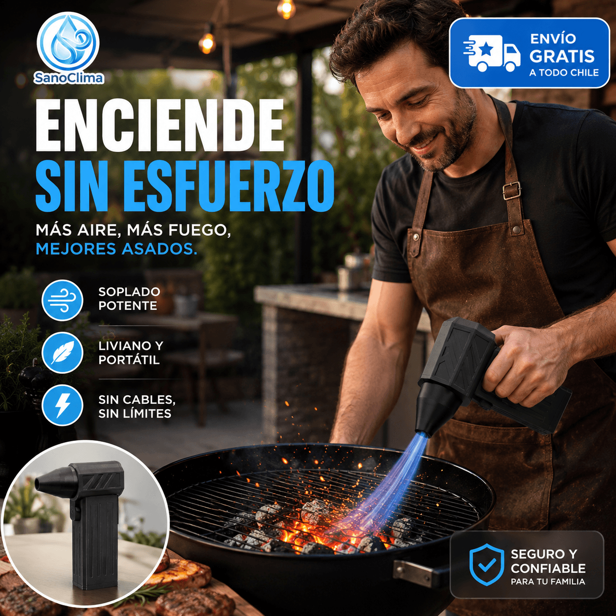 SanoClima®: El soplador Turbo Jet de alta velocidad para limpieza y secado instantáneo.