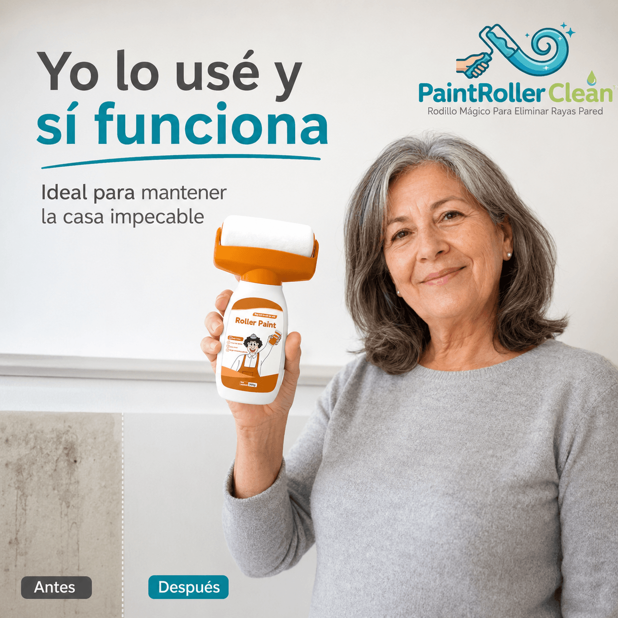 PAINTROLLER CLEAN™: El rodillo mágico que borra rayones y manchas de tu pared al instante.