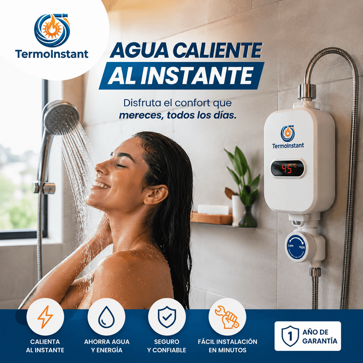 TermoInstant®: El calentador eléctrico sin tanque para agua caliente instantánea e ilimitada.