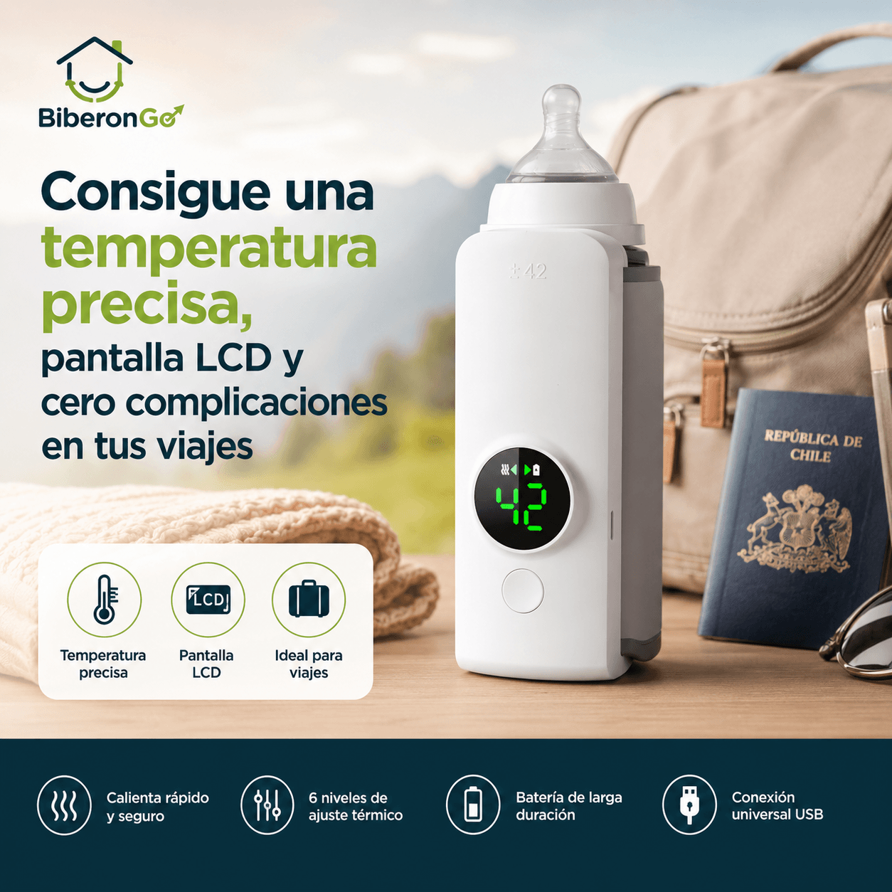 BIBERONGO®: El calentador portátil de mamaderas sin agua que mantiene la leche ideal en cualquier lugar.