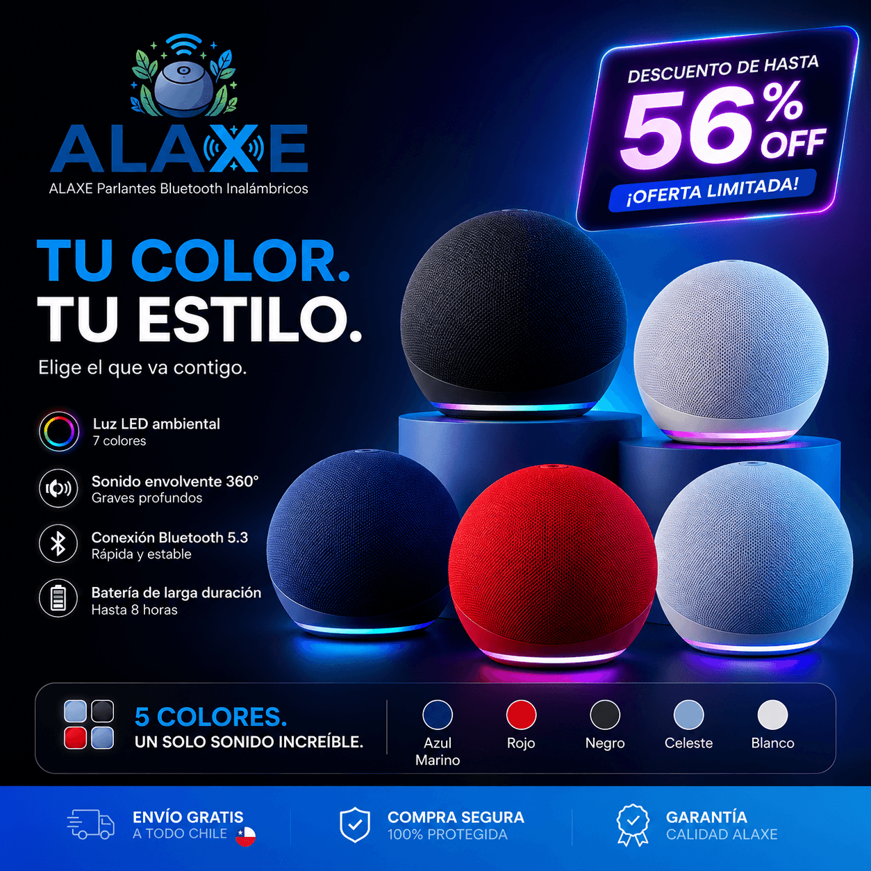 ALAXE®: El parlante bluetooth compacto y esférico que lleva tu música favorita a cualquier lugar.