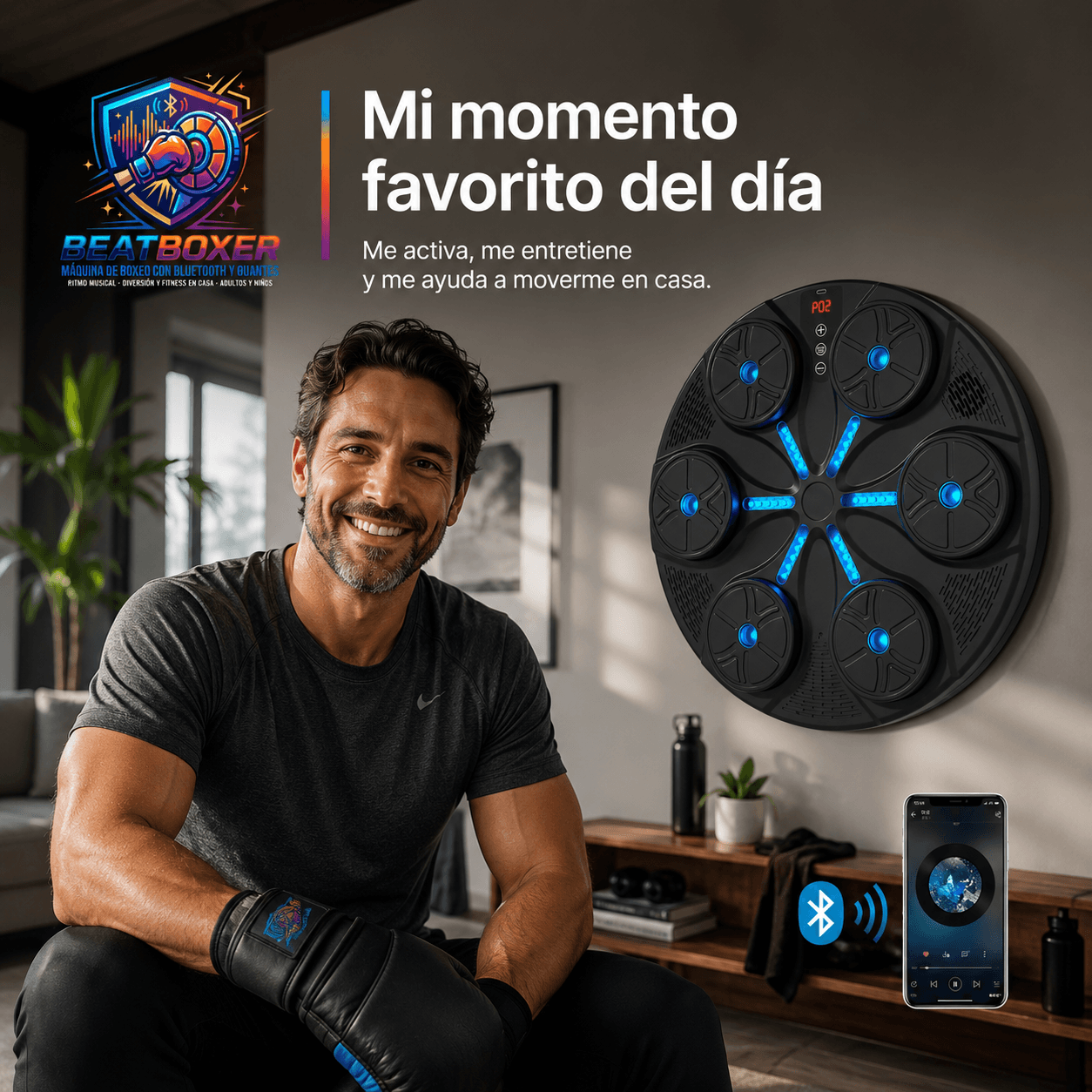 BEATBOXER®: La máquina de boxeo con Bluetooth y luces RGB que transforma tu entrenamiento al instante.