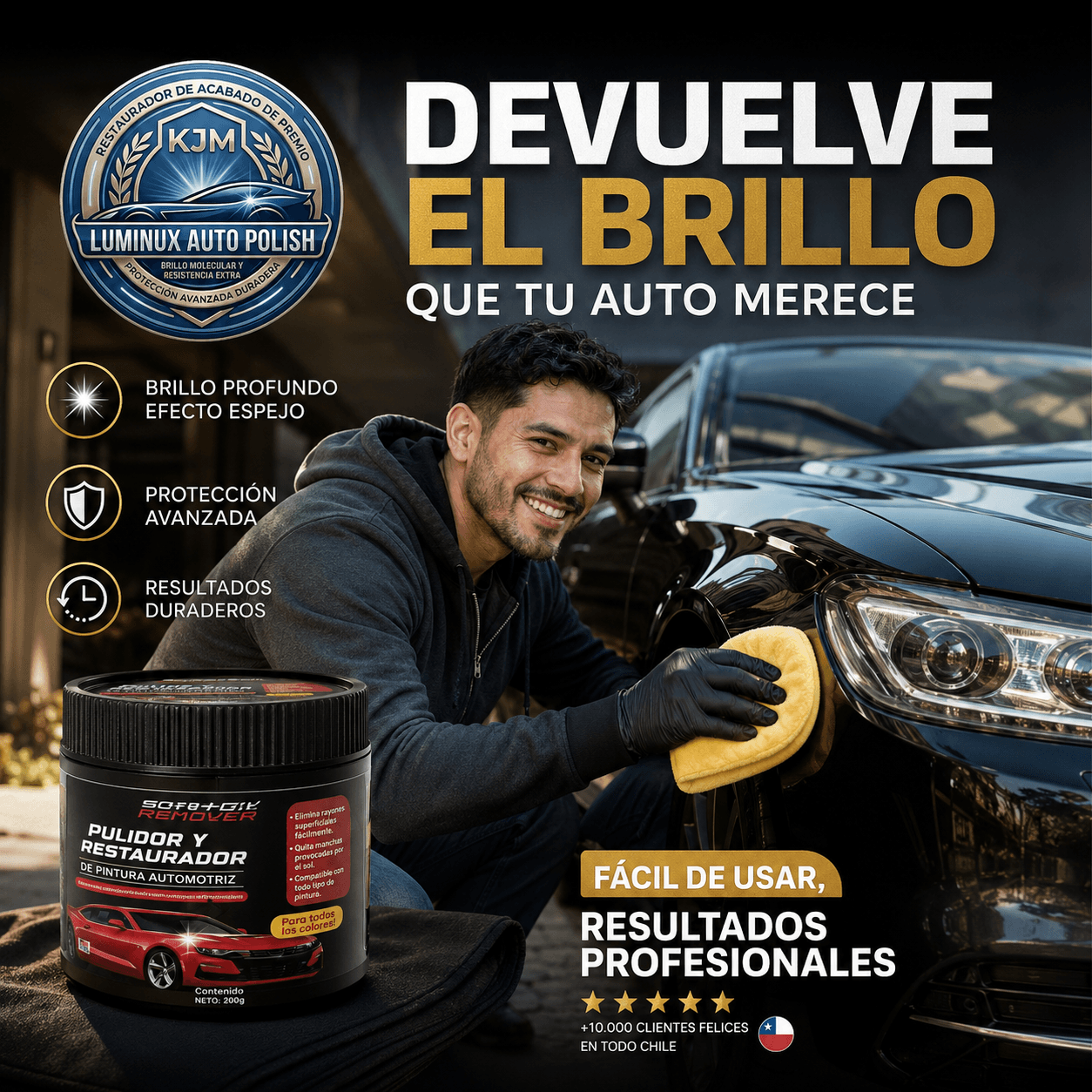 Luminux® Scratch Remover: El restaurador que suaviza los rayones finos y devuelve el brillo a tu auto.