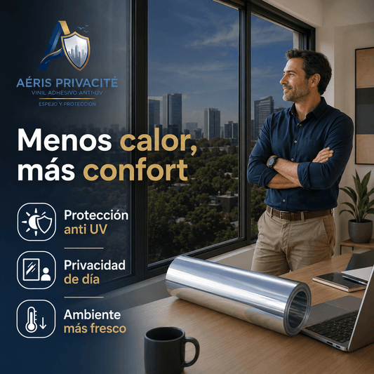 Aeris Privacite®: El vinil espejo anti UV que bloquea el calor de tus ventanas al instante.