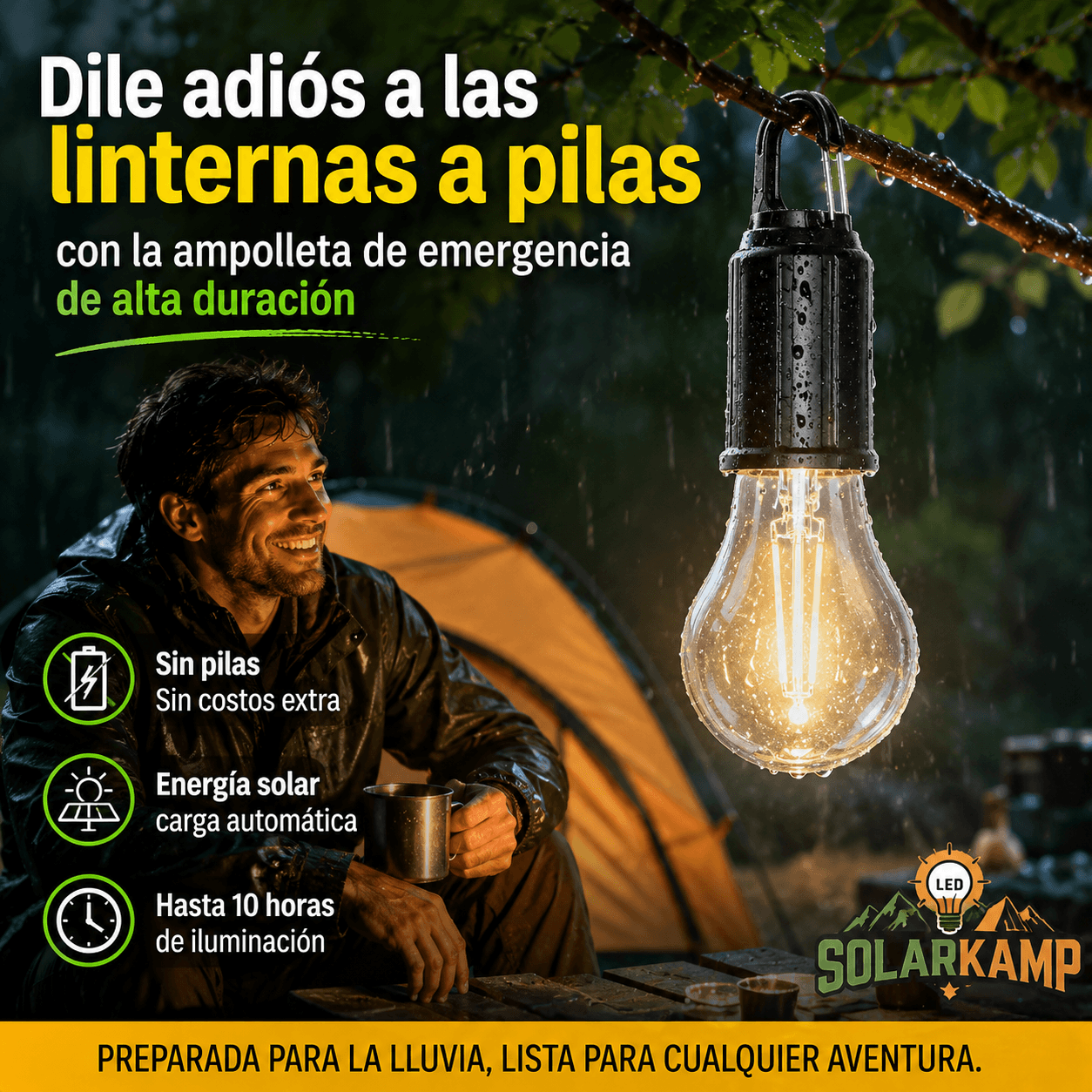 SOLARKAMP®: Sistema de carga dual solar y USB, gancho de colgado rápido y oferta 2x1.