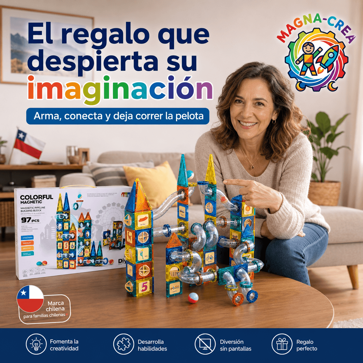 MAGNA-CREA®: El set de 97 bloques magnéticos que estimula la creatividad y diversión de tus hijos al instante.