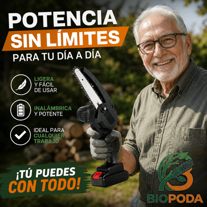 BIOPODA®️: La Mini Sierra 48V que transforma el cuidado de tu jardín.