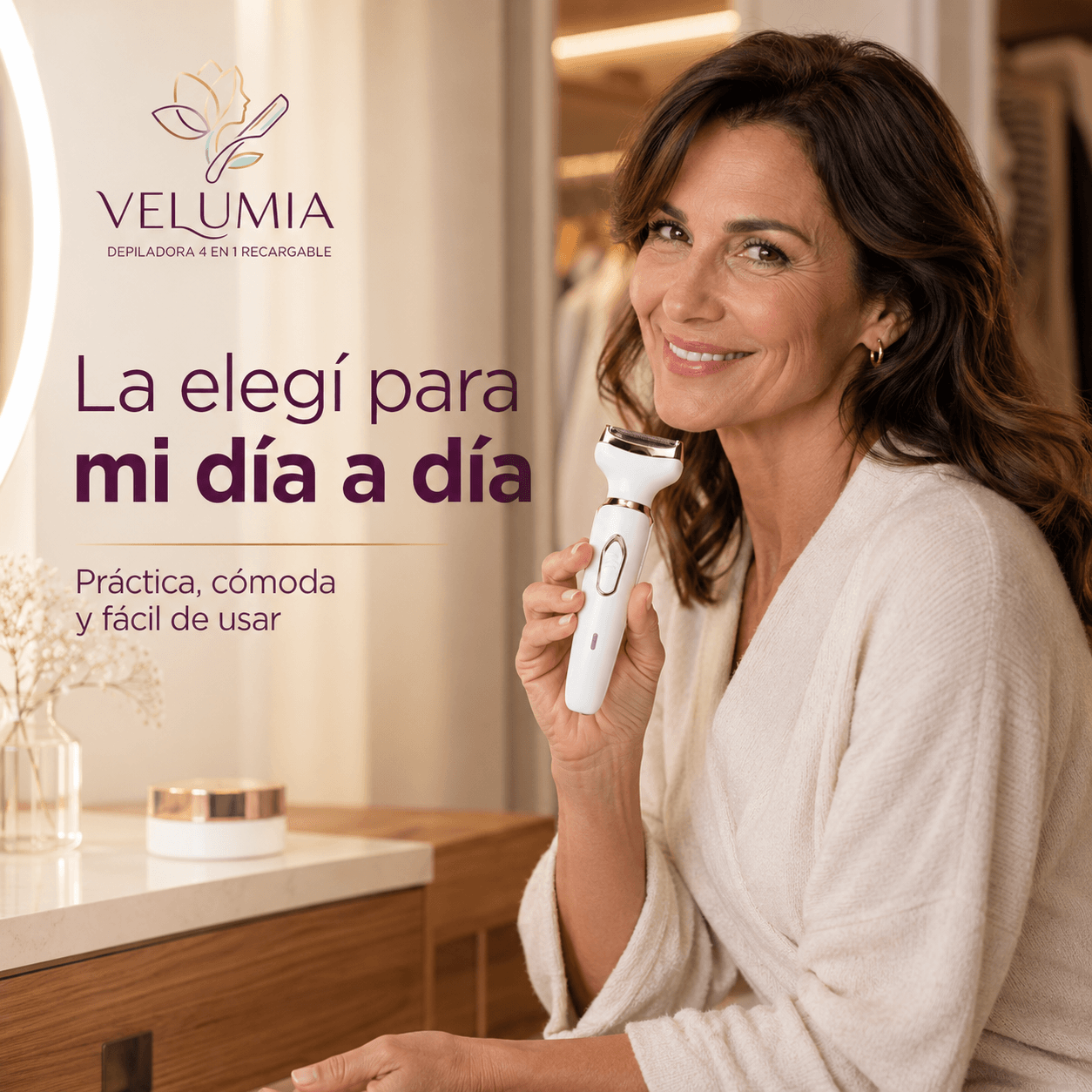 VELUMIA®: La depiladora recargable 4 en 1 que remueve el vello sin dolor ni irritación al instante.