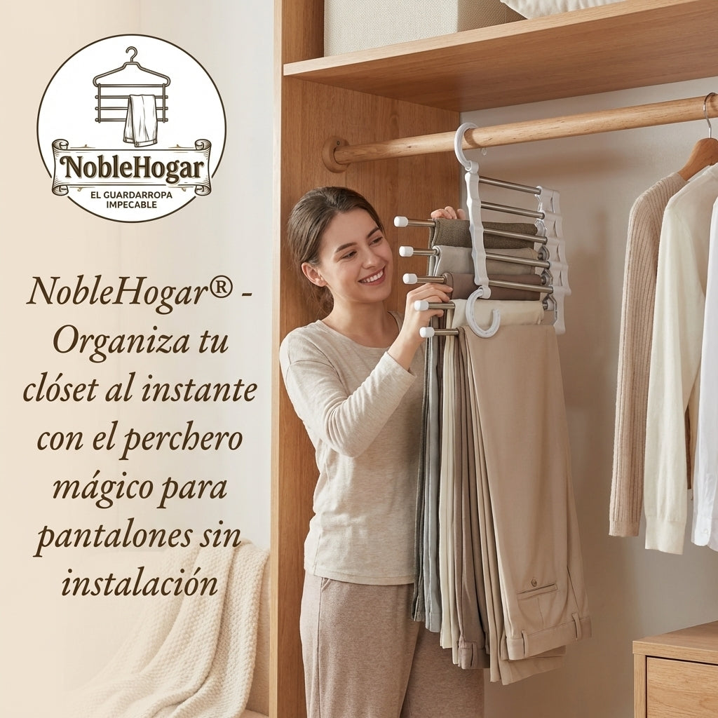 NobleHogar®️ - Organiza tu clóset al instante con el perchero mágico para pantalones sin instalación