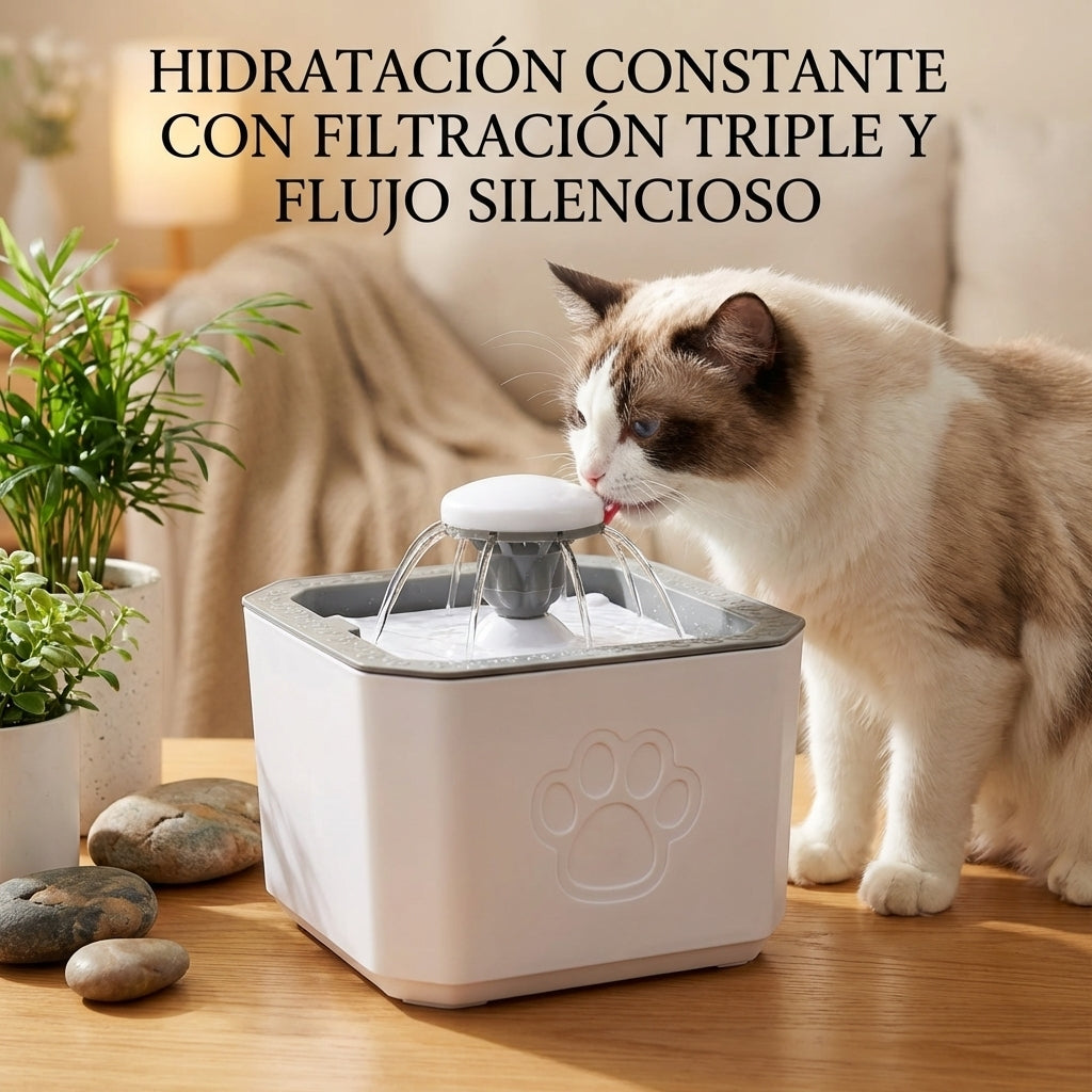 VitalHidra®️ Fuente de Agua Eléctrica para Mascotas Agua Fresca, Filtrada y en Movimiento las 24 Horas