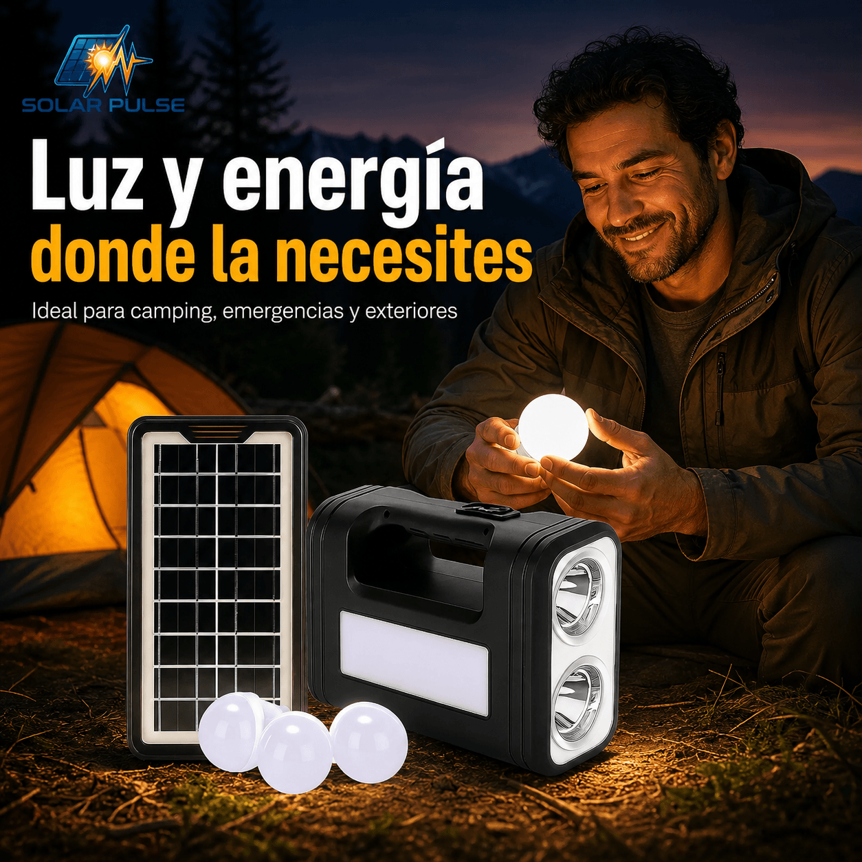 SOLAR PULSE®: La estación solar de emergencia 5V que ilumina tu hogar y carga tu celular al instante.
