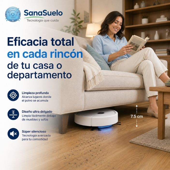 SANASUELO®️: La Aspiradora Robot que limpia por ti mientras disfrutas tu tiempo.