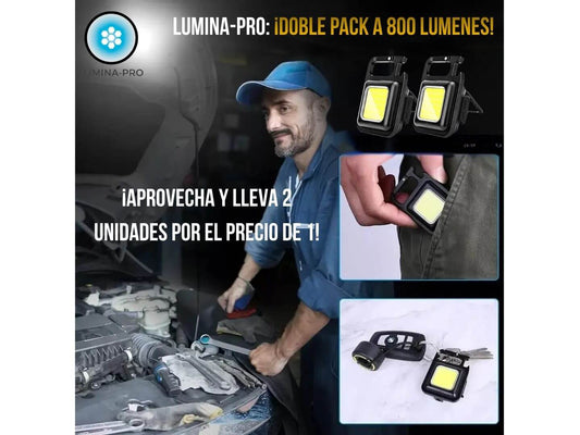 LUMINA- PRO®️ Pack de 2 Llaveros LED 800 Lúmenes. Tu Solución Manos Libres contra la Oscuridad