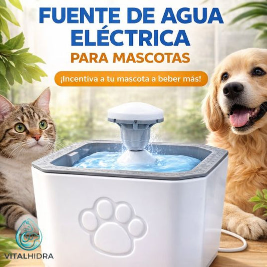 VitalHidra®️ Fuente de Agua Eléctrica para Mascotas  Agua Fresca, Filtrada y en Movimiento las 24 Horas