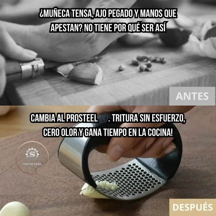 ProSteel®️- Moledor de Ajo de Acero: Tritura sin esfuerzo, sin dolor y sin olor en las manos!