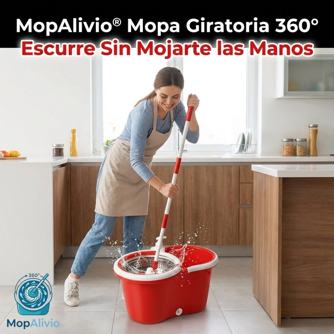 MopAlivio®️  Mopa Giratoria 360°  Limpieza Profunda en Cada Rincón de tu Hogar