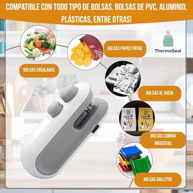ThermoSeal®️- Mini sellador 2-en-1 USB que detiene el aire, asegura la frescura y el dinero!