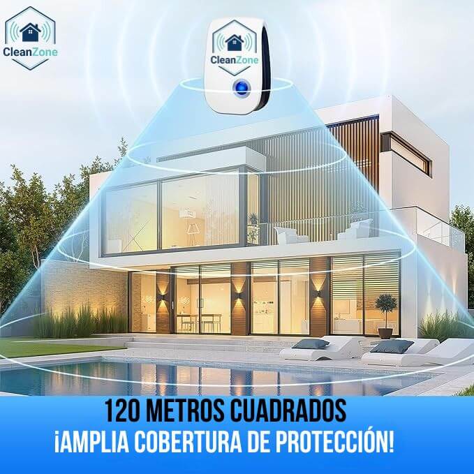 CleanZone®️ - Pack 2 Repelentes Ultrasónicos para Proteger Todo tu Hogar de Plagas, Cero Químicos