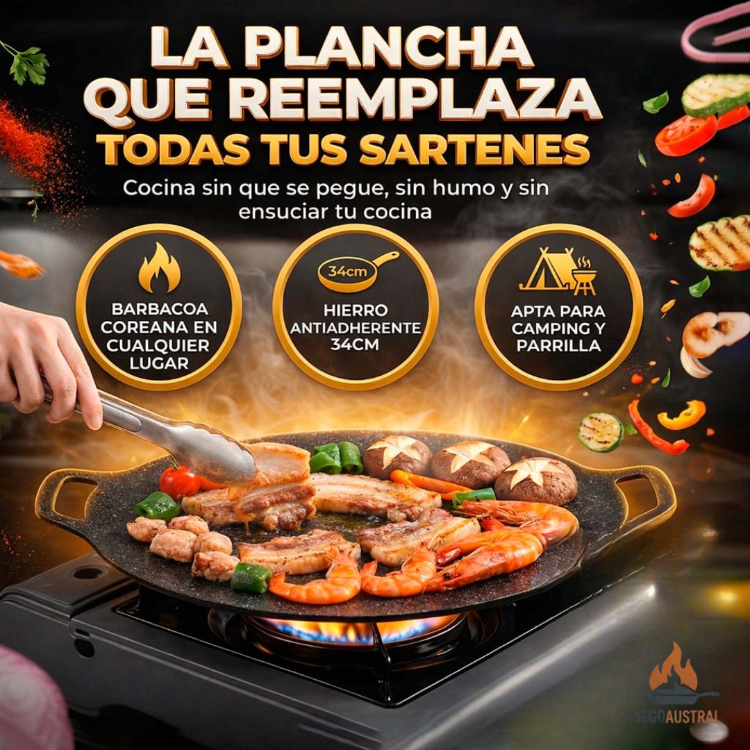 FuegoAustral® | Menos Aceite, Más Sabor y Limpieza en Minutos Para Casa, Patio y Camping