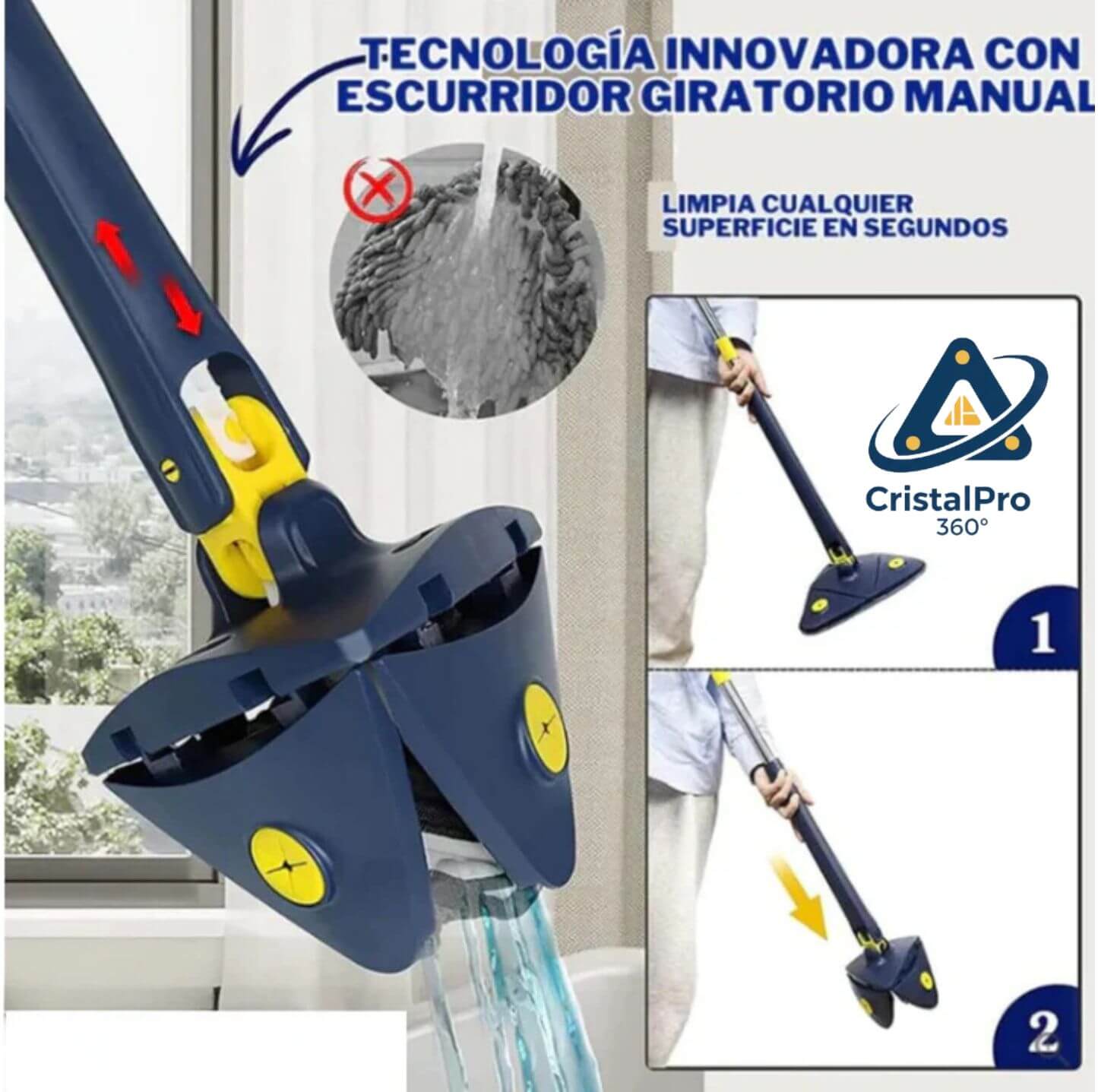 CristalPro 360®️ - Vidrios impecables y techos sin polvo, sin usar escaleras ni riesgos