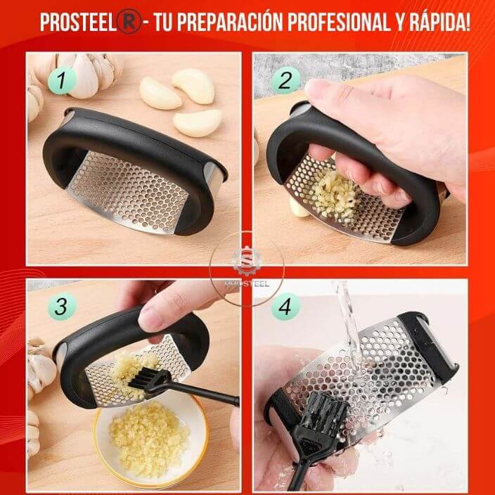 ProSteel®️- Moledor de Ajo de Acero: Tritura sin esfuerzo, sin dolor y sin olor en las manos!