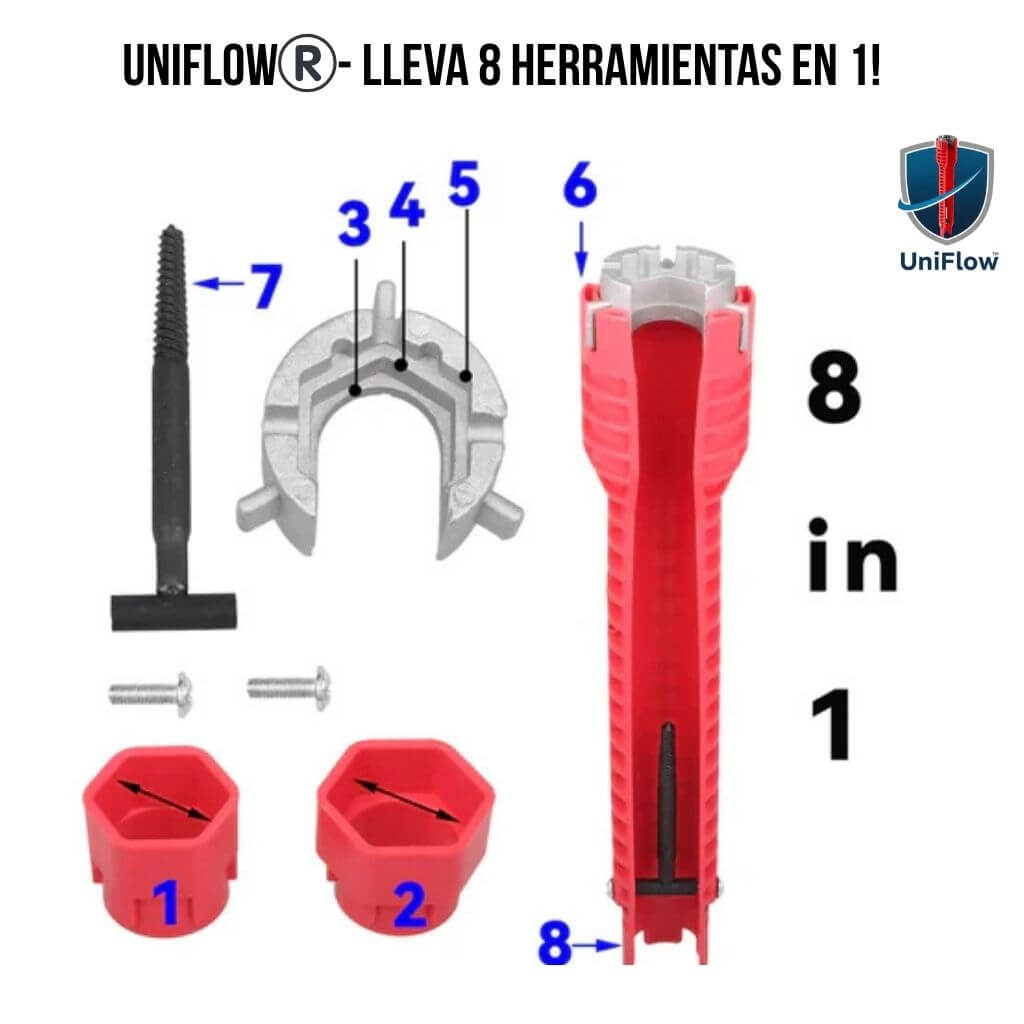 UniFlow®️– La Llave de Gasfiter 8 en 1 que Elimina el Gasto en Plomeros!