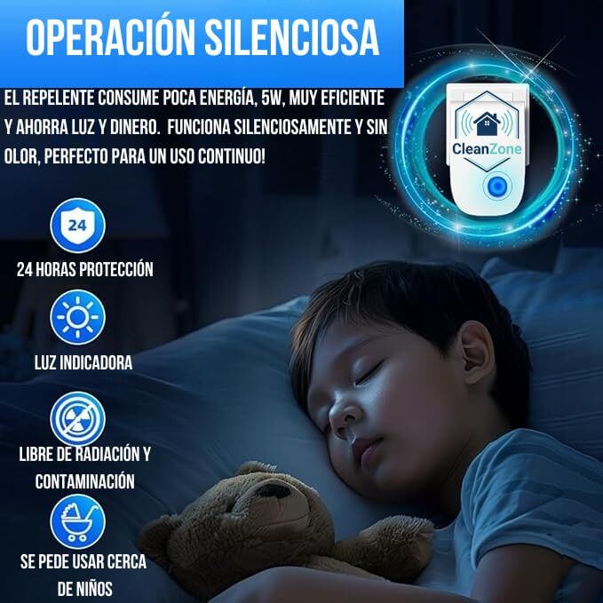 CleanZone®️ - Pack 2 Repelentes Ultrasónicos para Proteger Todo tu Hogar de Plagas, Cero Químicos