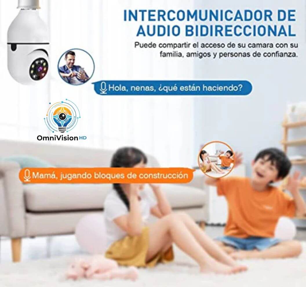 OmniVision HD®️- Cámara Ampolleta WIFI: Vigila tu hogar donde estés con visión 360°