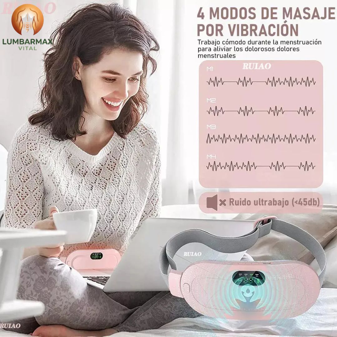 LumbarMax®️: Alivio térmico y masajes suaves para tu bienestar abdominal.