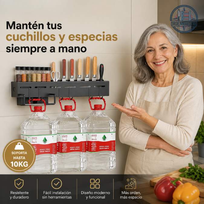 ORDENMAESTRO®: Funcionalidad 3 en 1 para organizar tus utensilios en segundos.