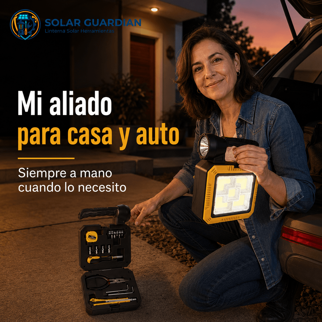 SOLAR GUARDIAN®: La linterna solar 2 en 1 con caja de herramientas que te salva de emergencias al instante.