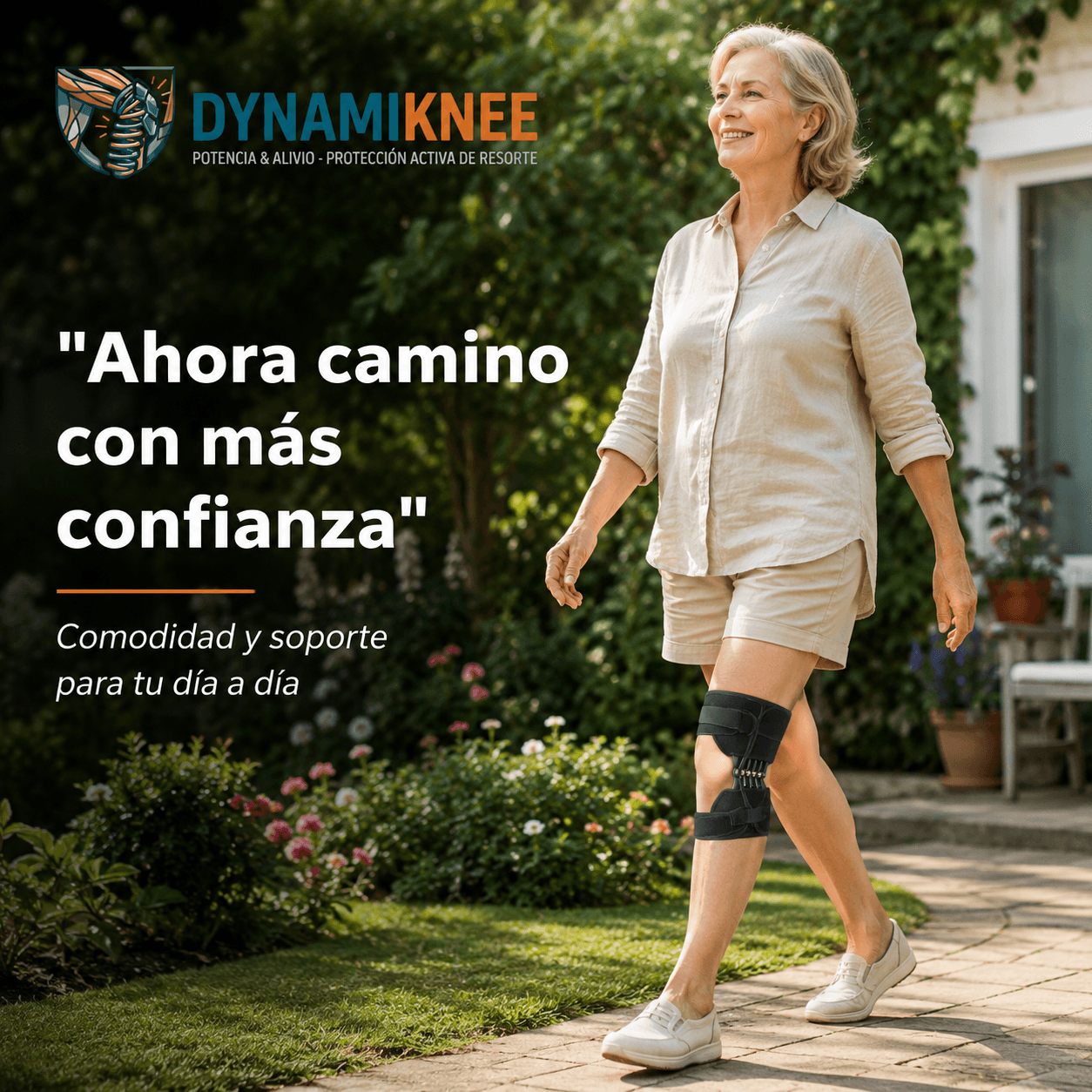 DYNAMIKNEE®: La rodillera con soporte de resorte que asiste tus movimientos al instante.