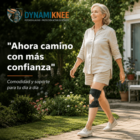 DYNAMIKNEE®: La rodillera con soporte de resorte que asiste tus movimientos al instante.