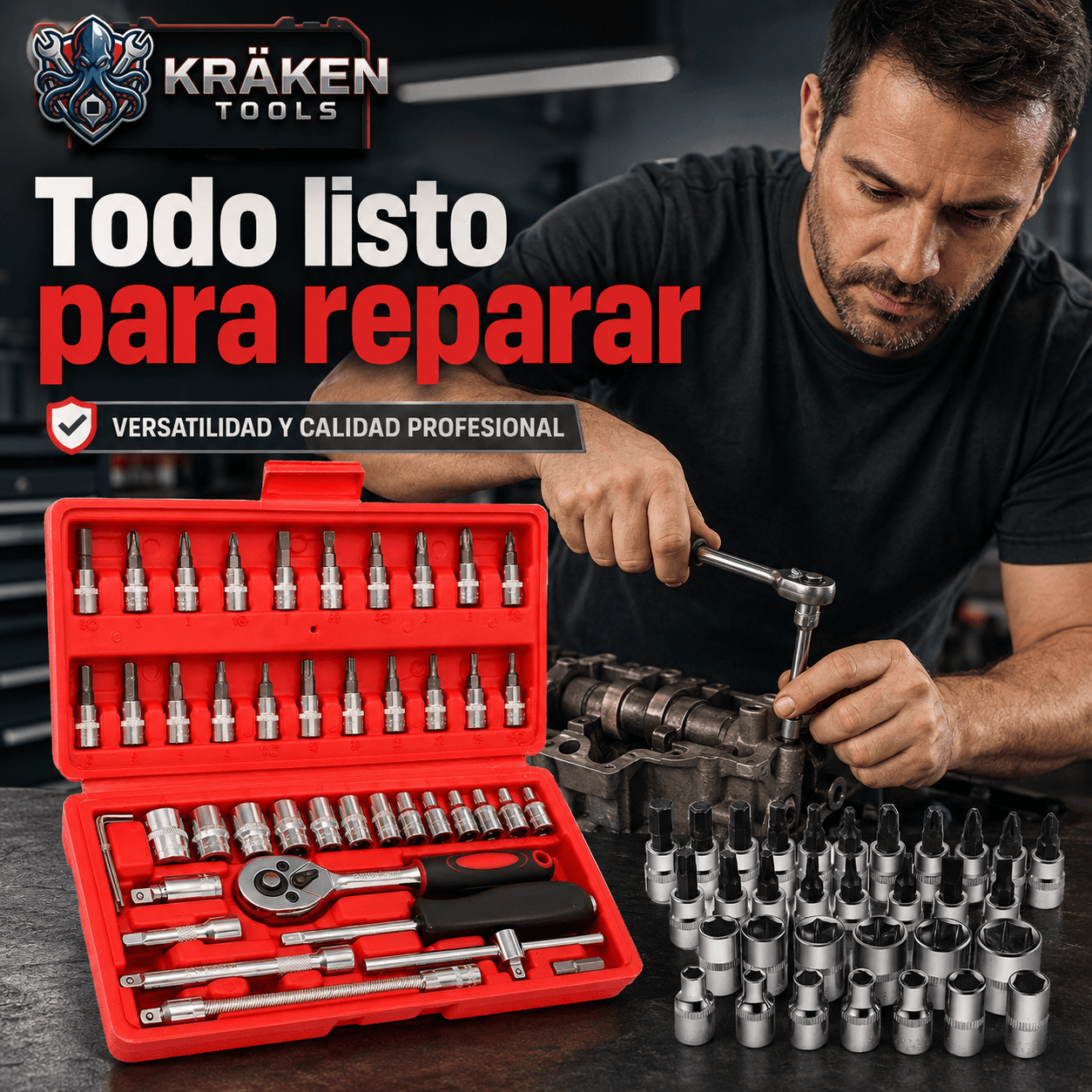 KRÄKEN®: El kit de herramientas mecánicas de 46 piezas que soluciona tus arreglos en casa al instante.