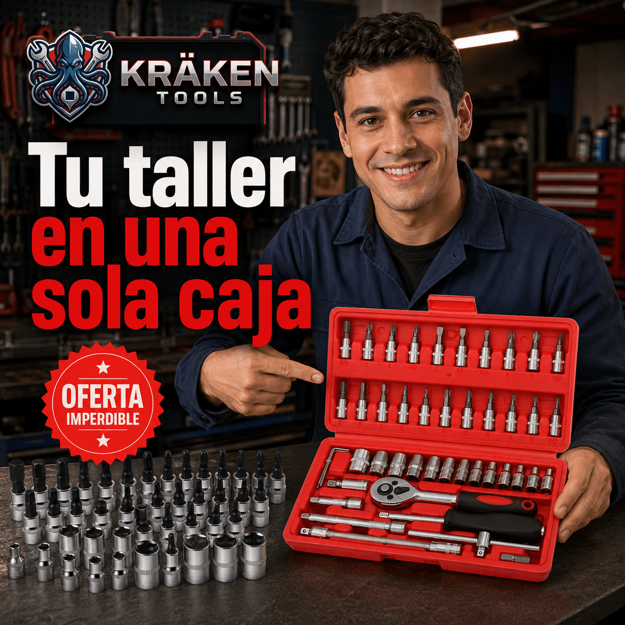 KRÄKEN®: El kit de herramientas mecánicas de 46 piezas que soluciona tus arreglos en casa al instante.