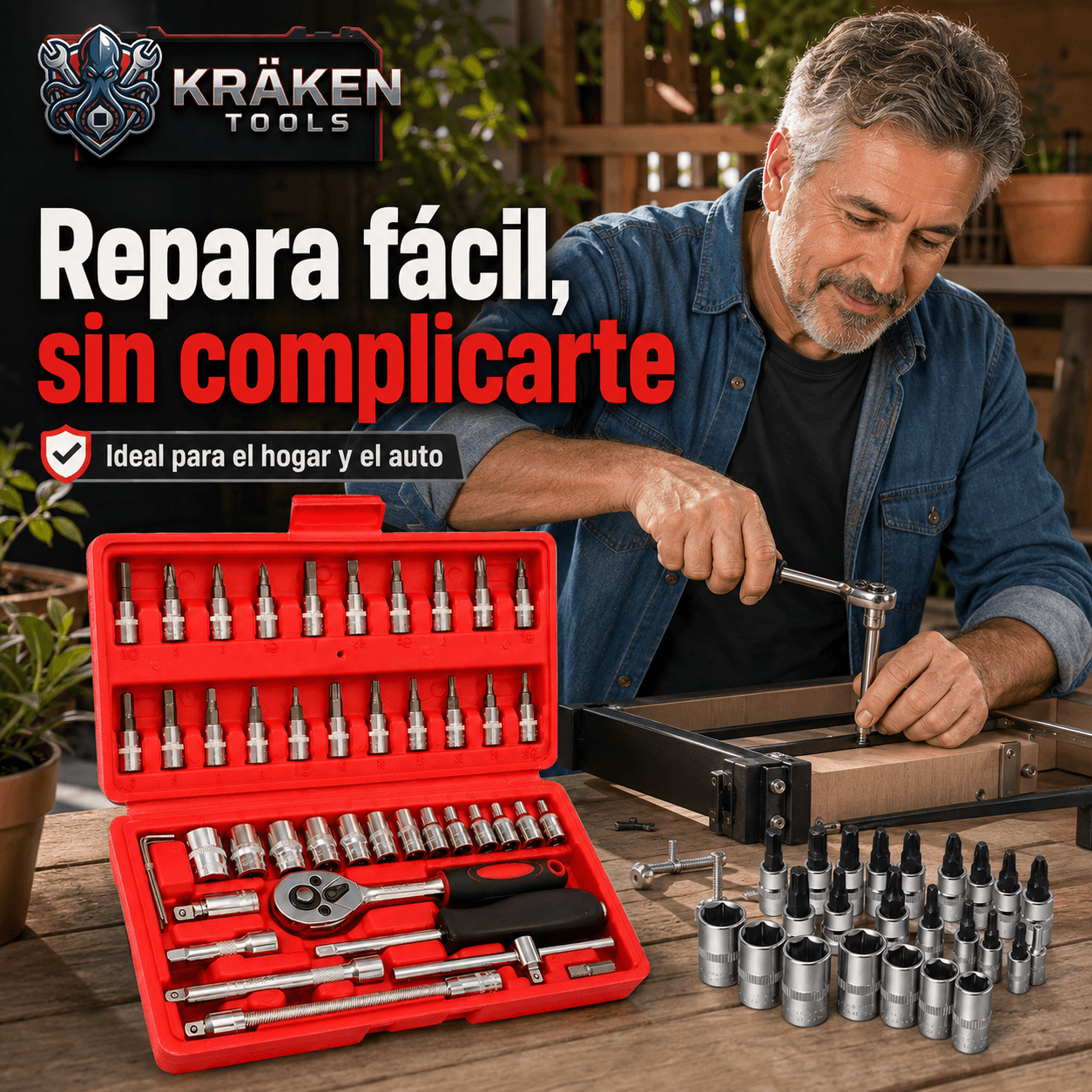 KRÄKEN®: El kit de herramientas mecánicas de 46 piezas que soluciona tus arreglos en casa al instante.