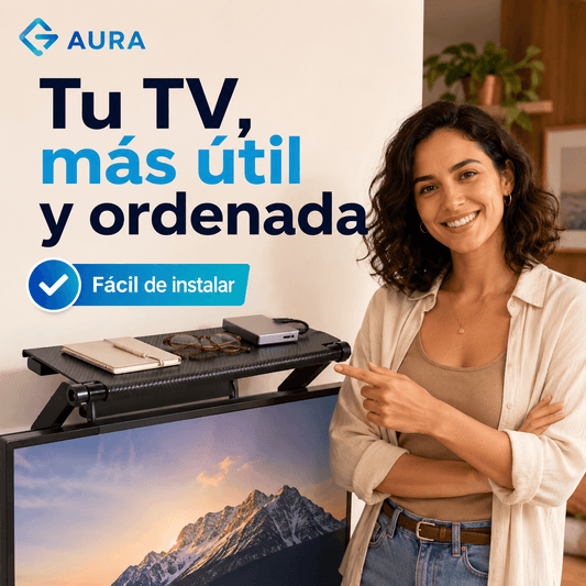 AURA®: El estante de soporte ajustable para TV que maximiza y organiza tus espacios al instante.