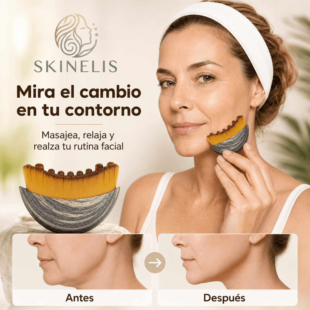 SKINELIS®: El cepillo manual de masaje facial que revitaliza y aporta bienestar a tu rostro al instante.