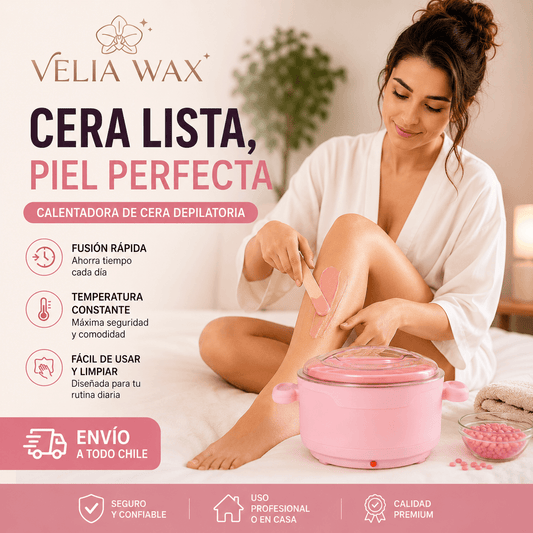 VELIA WAX®: El mini calentador de cera con taza de silicona flexible que se limpia en segundos.