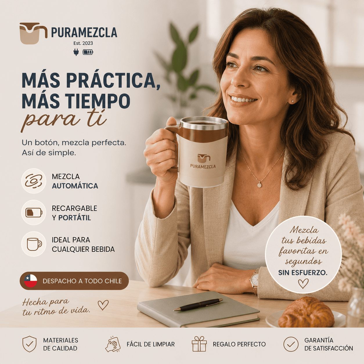 Puramezcla®️: El vaso batidor automático que acompaña tu vida activa.