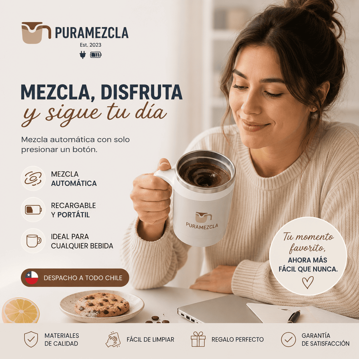 Puramezcla®️: El vaso batidor automático que acompaña tu vida activa.
