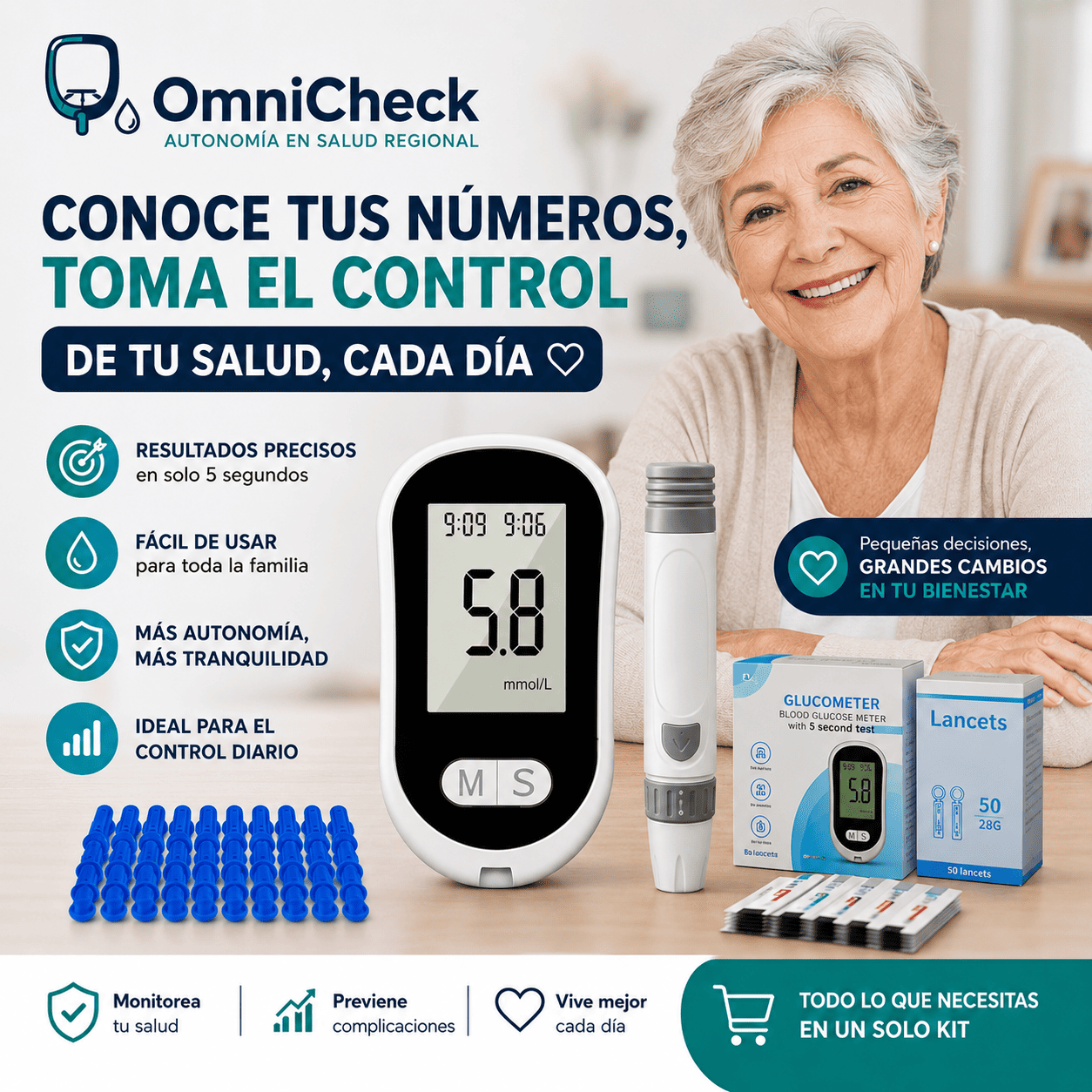 OMNICHECK®️: El medidor digital portátil que cuida tu bienestar en cada medició